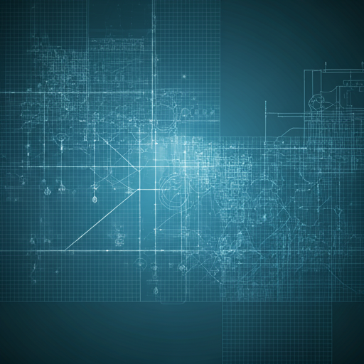 Detailed technical architectural blueprint on a backlit table with precision drafting tools and minimalist aesthetic
